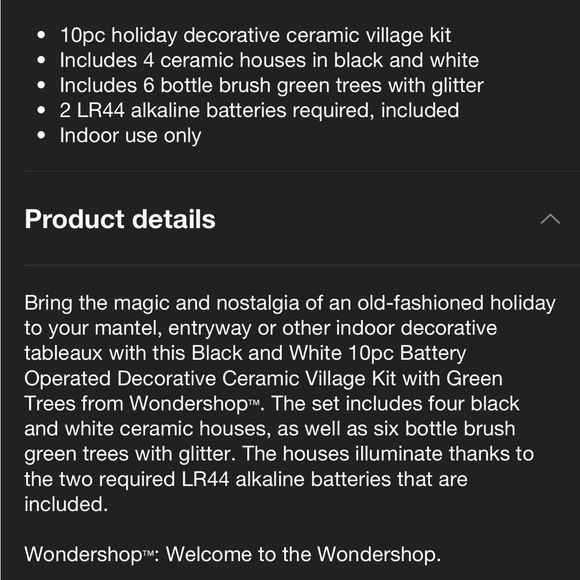 10pc Battery Operated Ceramic Christmas Village Kit White/ Black Wondershop - Picture 4 of 8